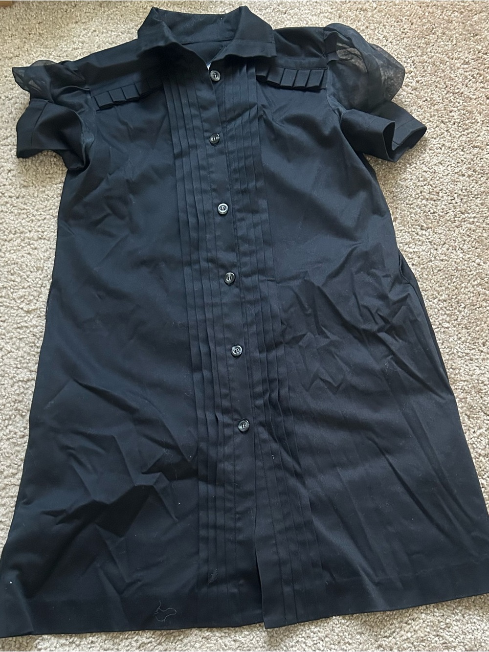 Christian Siriano Black Short Sleeve Mini Shirt Dress